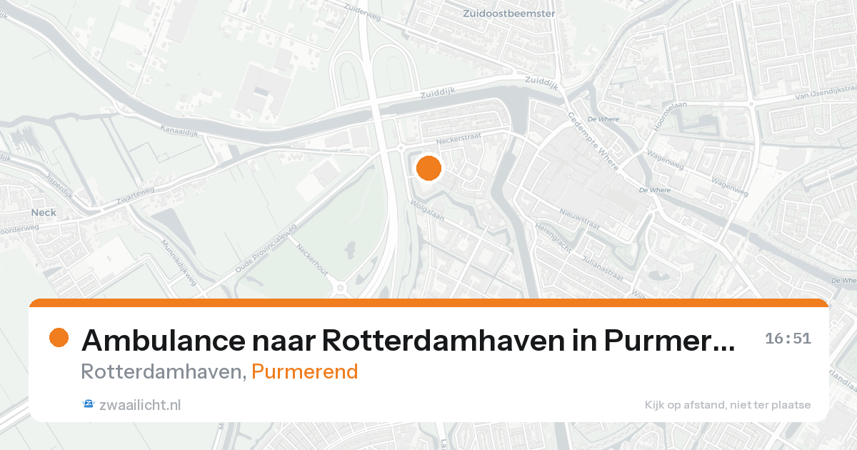 Ambulance naar Rotterdamhaven in Purmerend — 18 mei 2026
