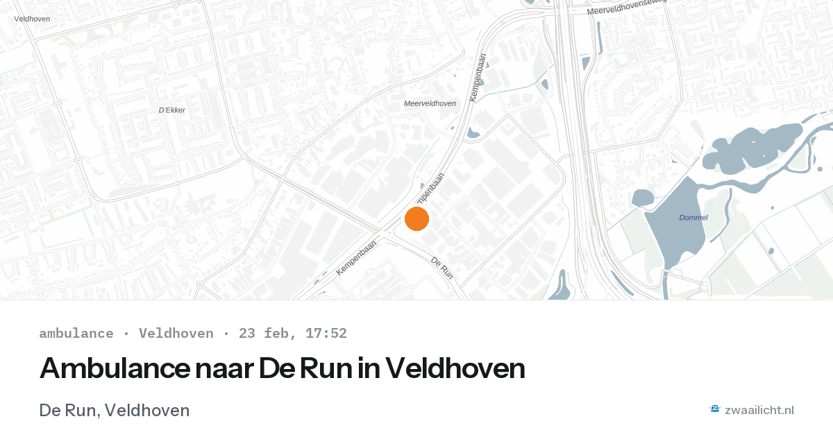 Ambulance naar De Run in Veldhoven — 23 feb 2026