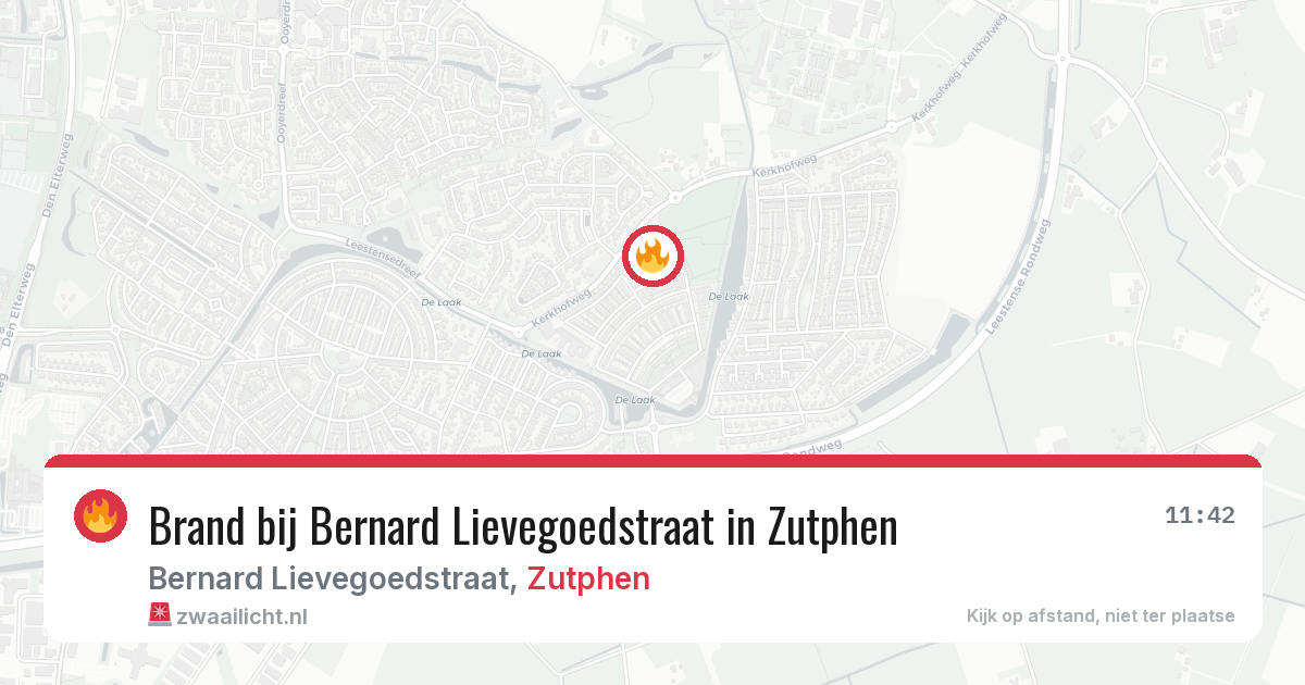 Brand bij Bernard Lievegoedstraat in Zutphen — 13 aug 2026