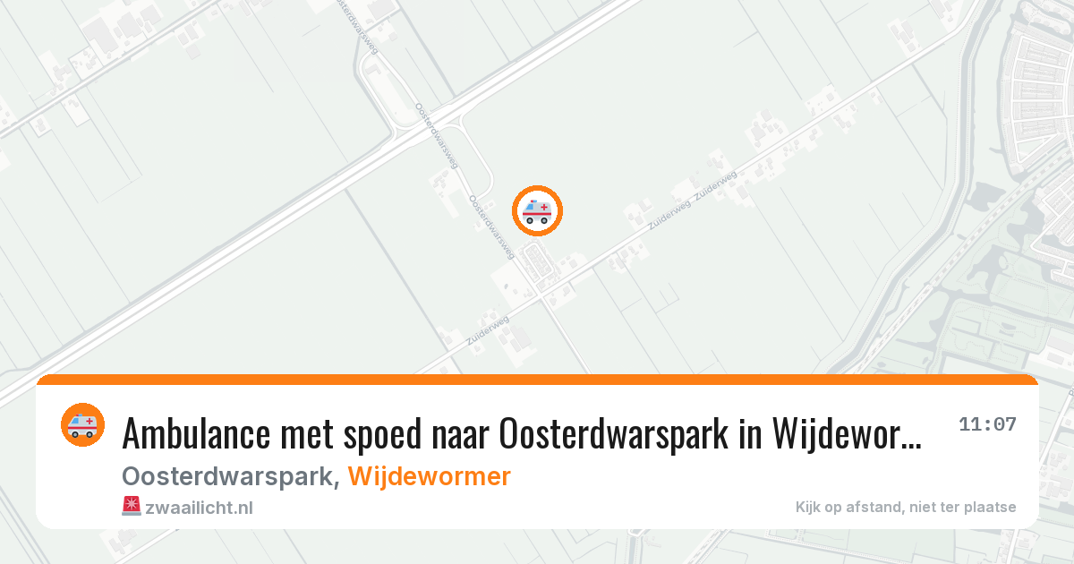 Ambulance met spoed naar Oosterdwarspark in Wijdewormer — 27 jan 2026