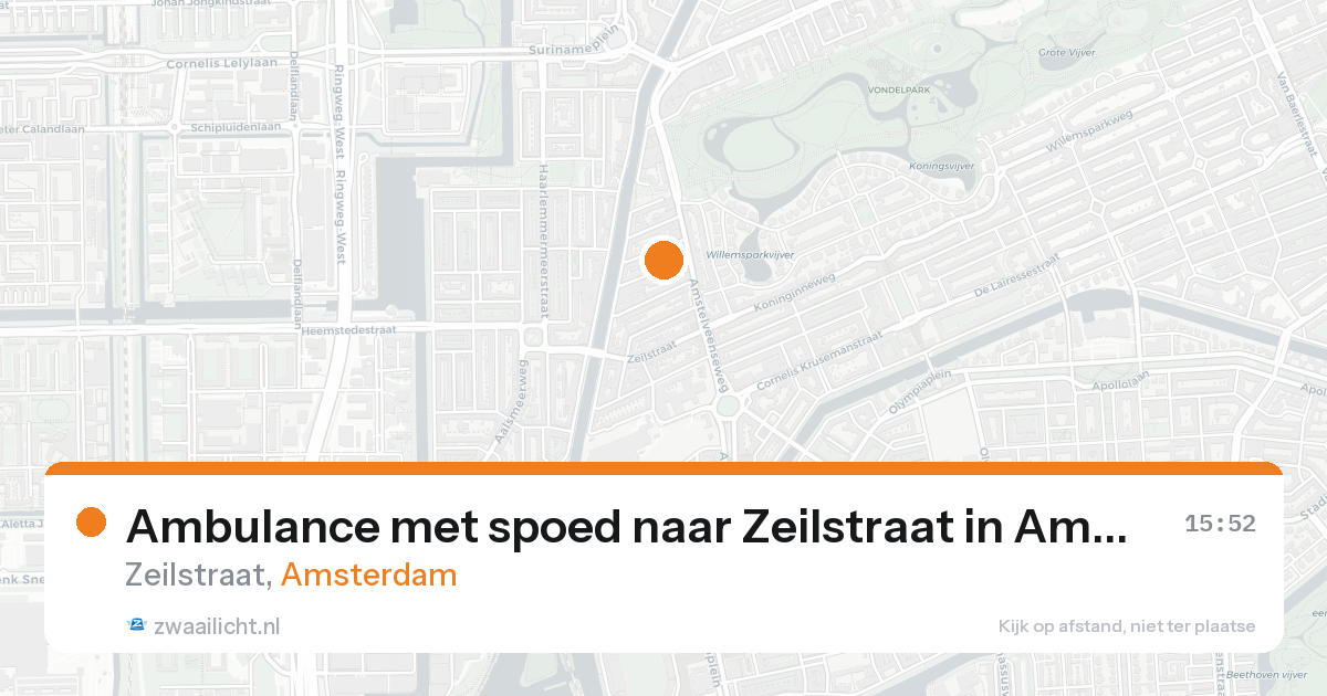 Ambulance met spoed naar Zeilstraat in Amsterdam — 17 aug 2026