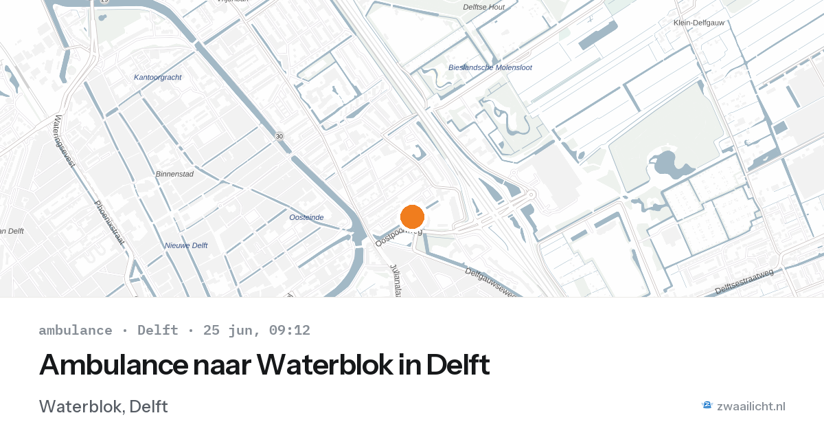 Ambulance naar Waterblok in Delft — 25 jun 2026