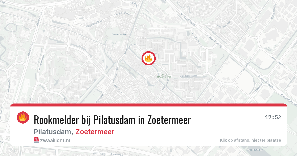 Rookmelder bij Pilatusdam in Zoetermeer — 6 jun 2026