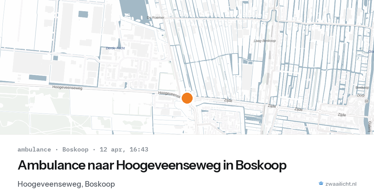 Ambulance naar Hoogeveenseweg in Boskoop — 12 apr 2026