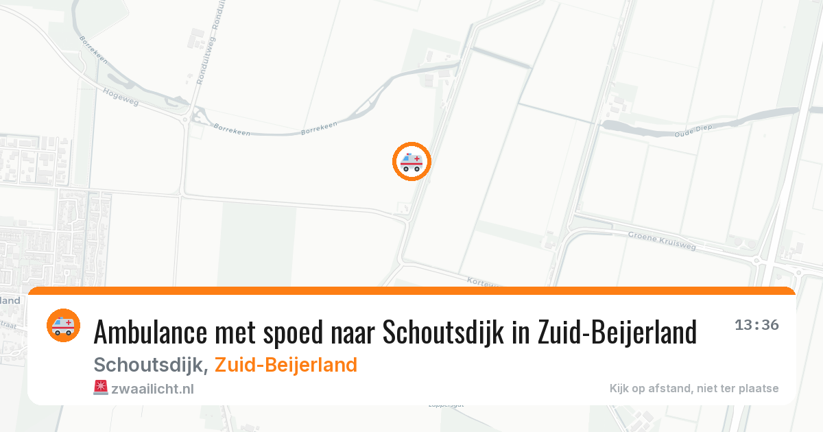 Ambulance met spoed naar Schoutsdijk in Zuid-Beijerland — 22 mrt 2026