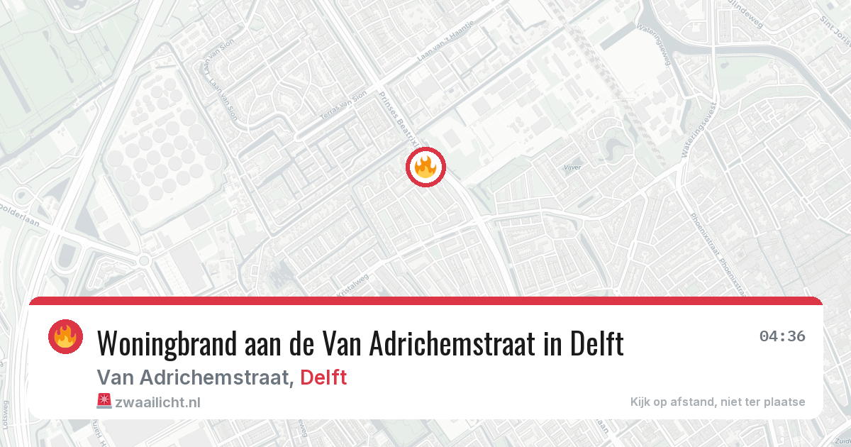 Woningbrand aan de Van Adrichemstraat in Delft — 15 aug 2026