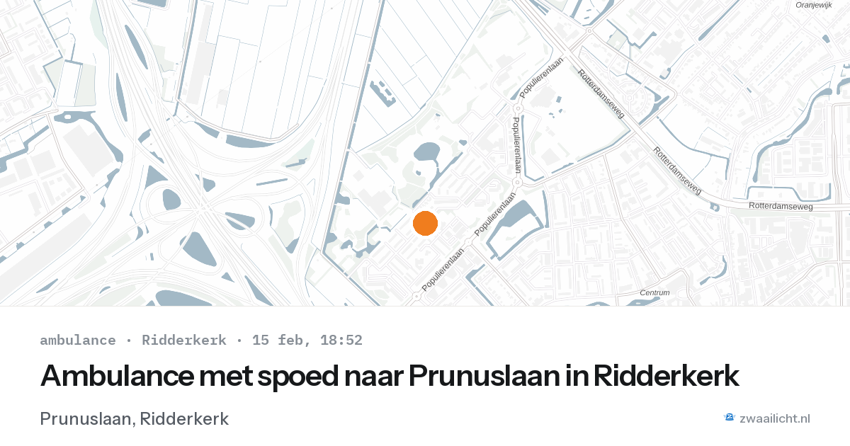 Ambulance met spoed naar Prunuslaan in Ridderkerk — 15 feb 2026
