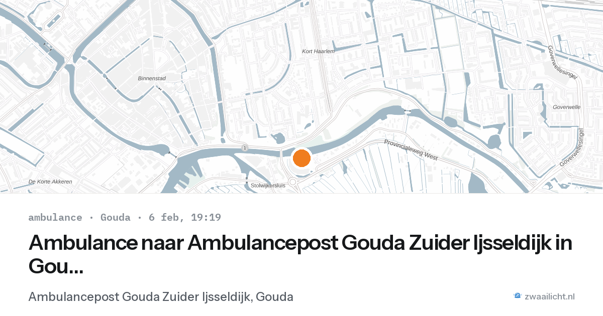 Ambulance naar Ambulancepost Gouda Zuider Ijsseldijk in Gouda — 6 feb 2026