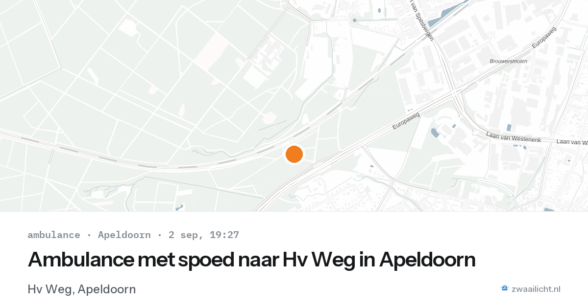 Ambulance met spoed naar Hv Weg in Apeldoorn — 2 sep 2026