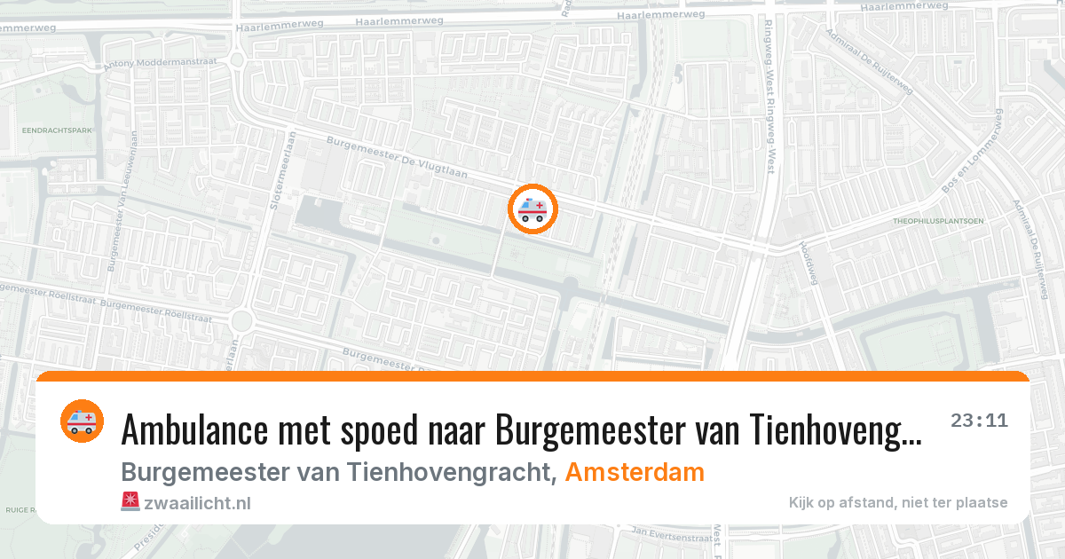 Ambulance met spoed naar Burgemeester van Tienhovengracht in Amsterdam — 26 jun 2026