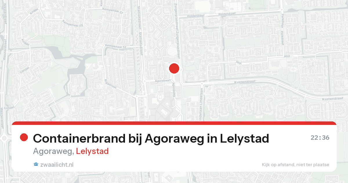 Containerbrand bij Agoraweg in Lelystad — 19 aug 2026