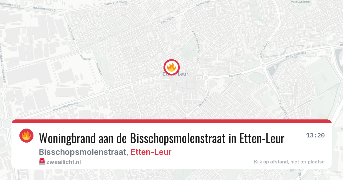 Woningbrand aan de Bisschopsmolenstraat in Etten-Leur — 21 jun 2026
