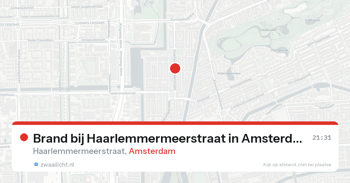 Brand bij Haarlemmermeerstraat in Amsterdam — 25 jul 2026