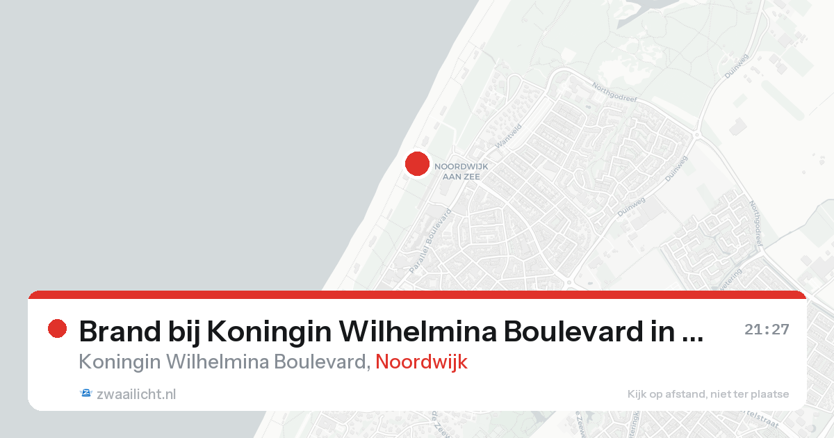 Brand bij Koningin Wilhelmina Boulevard in Noordwijk — 14 aug 2026