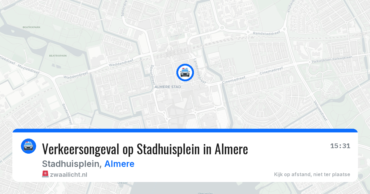 Verkeersongeval op Stadhuisplein in Almere — 3 jul 2026