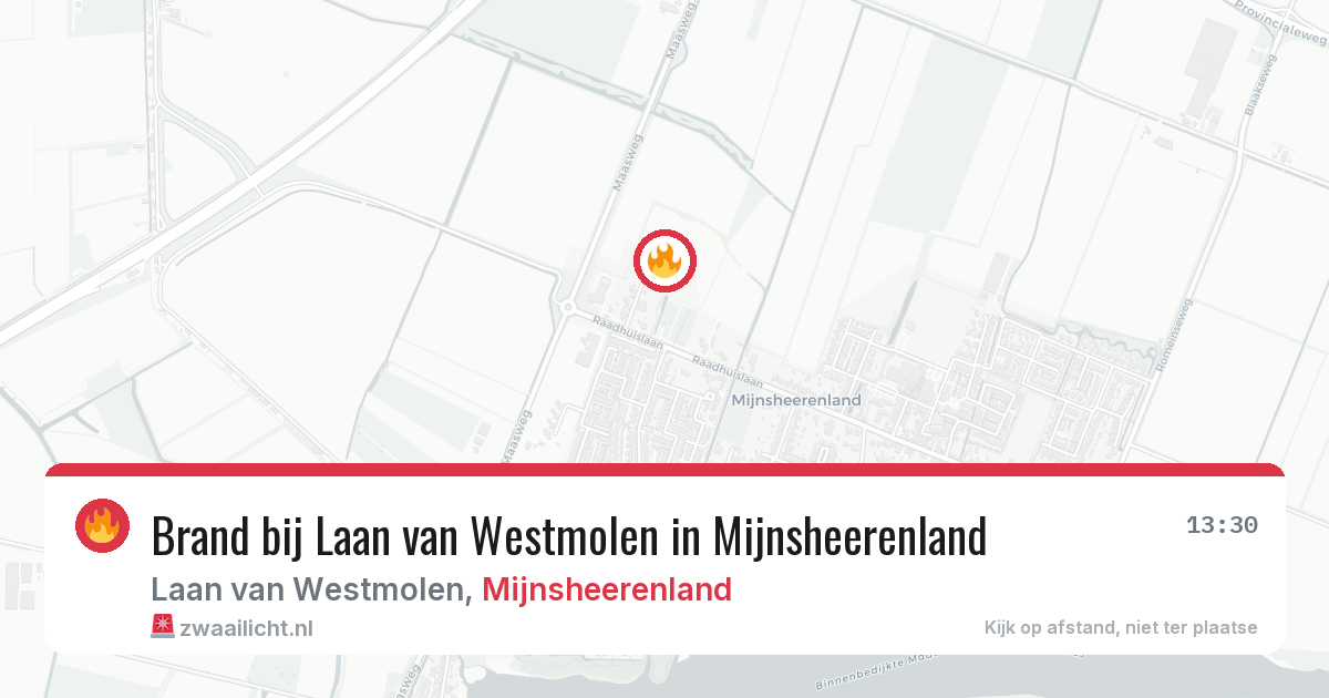 Brand bij Laan van Westmolen in Mijnsheerenland — 1 aug 2026
