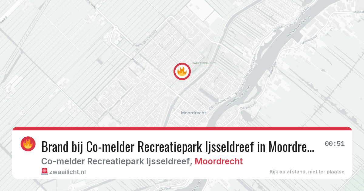 Brand bij Co-melder Recreatiepark Ijsseldreef in Moordrecht — 14 jun 2026