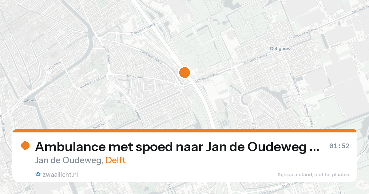 Ambulance met spoed naar Jan de Oudeweg in Delft — 18 aug 2026