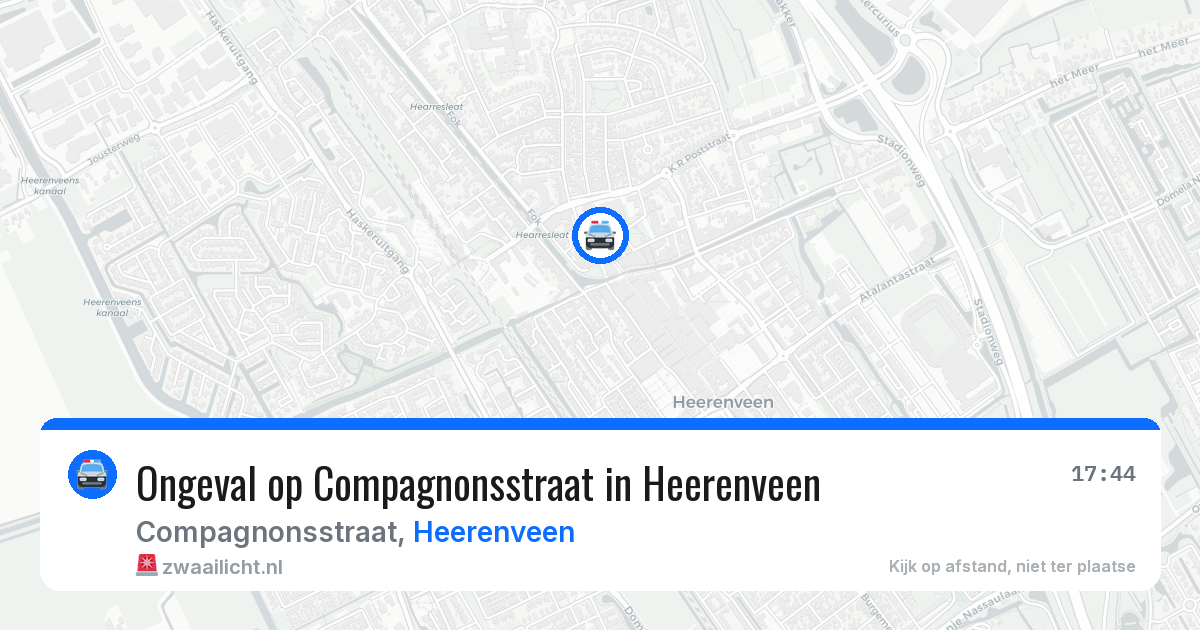 Ongeval op Compagnonsstraat in Heerenveen — 10 aug 2026