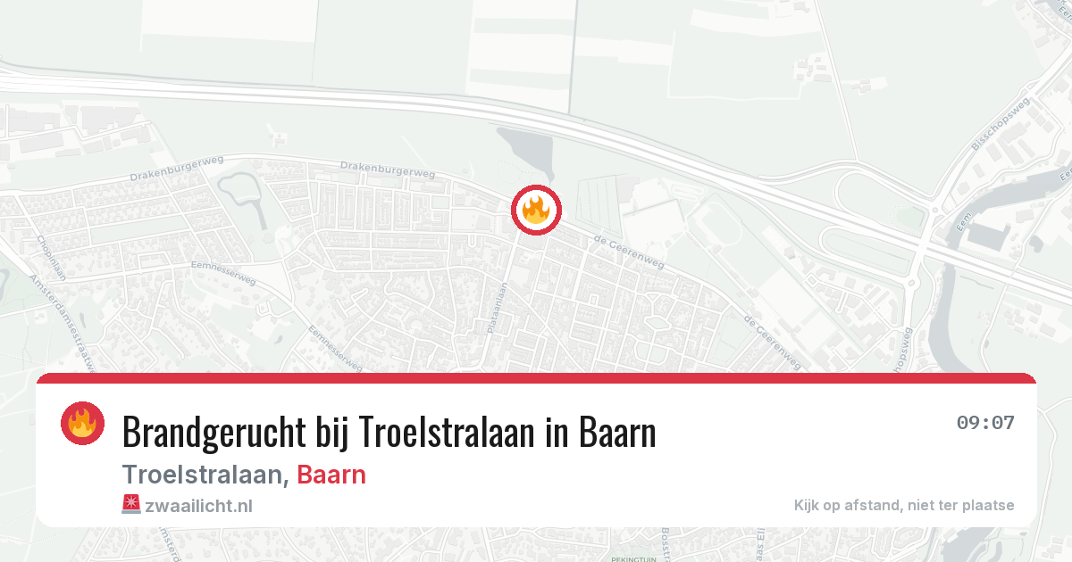 Brandgerucht bij Troelstralaan in Baarn — 27 mrt 2026