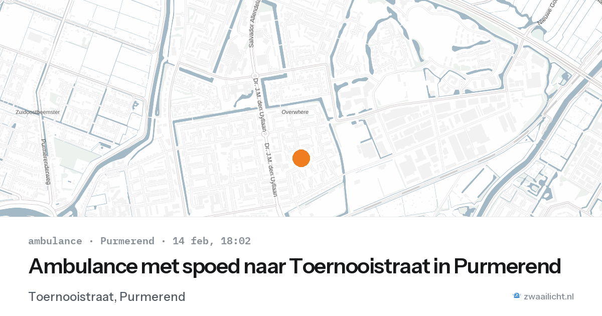 Ambulance met spoed naar Toernooistraat in Purmerend — 14 feb 2026