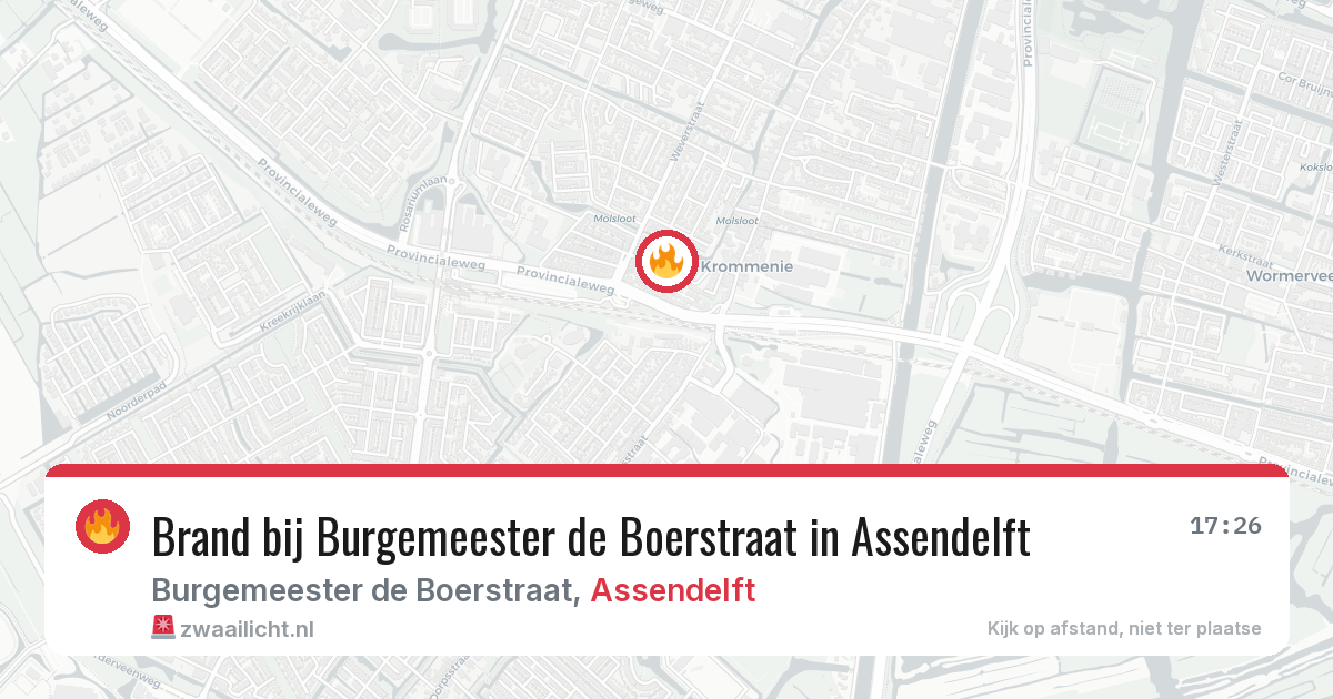 Brand bij Burgemeester de Boerstraat in Assendelft — 29 apr 2026