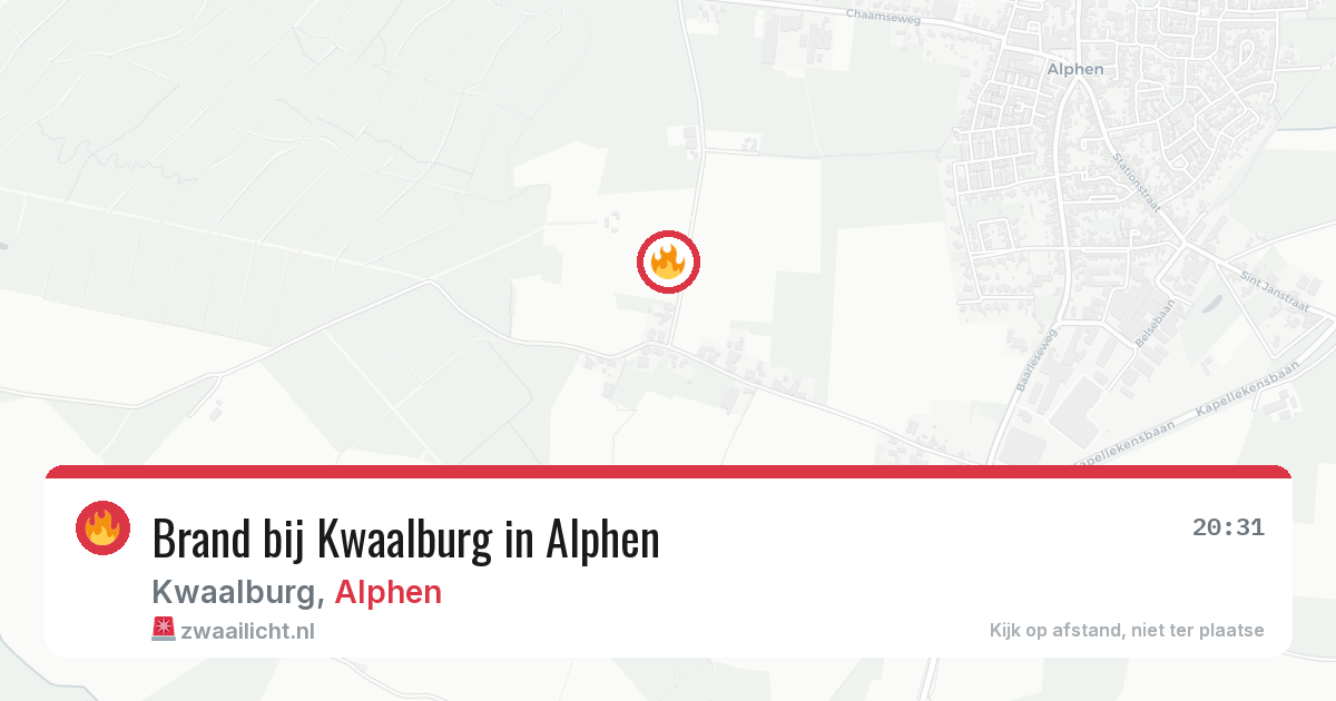 Brand bij Kwaalburg in Alphen — 6 aug 2026