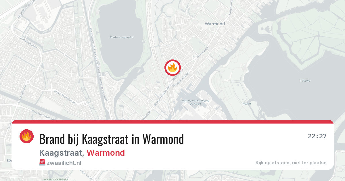 Brand bij Kaagstraat in Warmond — 2 jun 2026