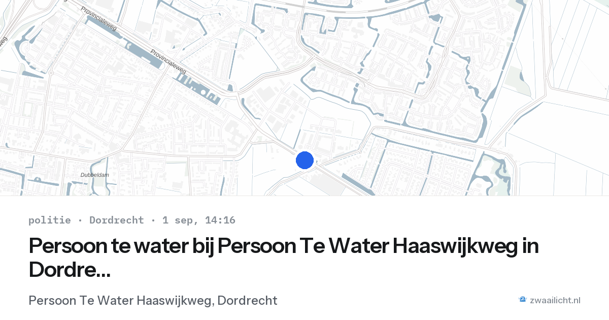 Persoon te water bij Persoon Te Water Haaswijkweg in Dordrecht — 1 sep 2026