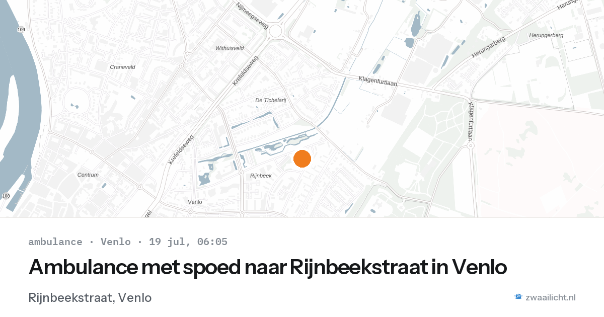 Ambulance met spoed naar Rijnbeekstraat in Venlo — 19 jul 2026