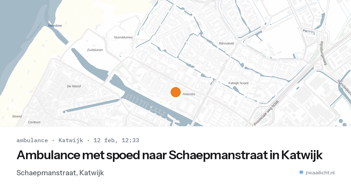 Ambulance met spoed naar Schaepmanstraat in Katwijk — 12 feb 2026