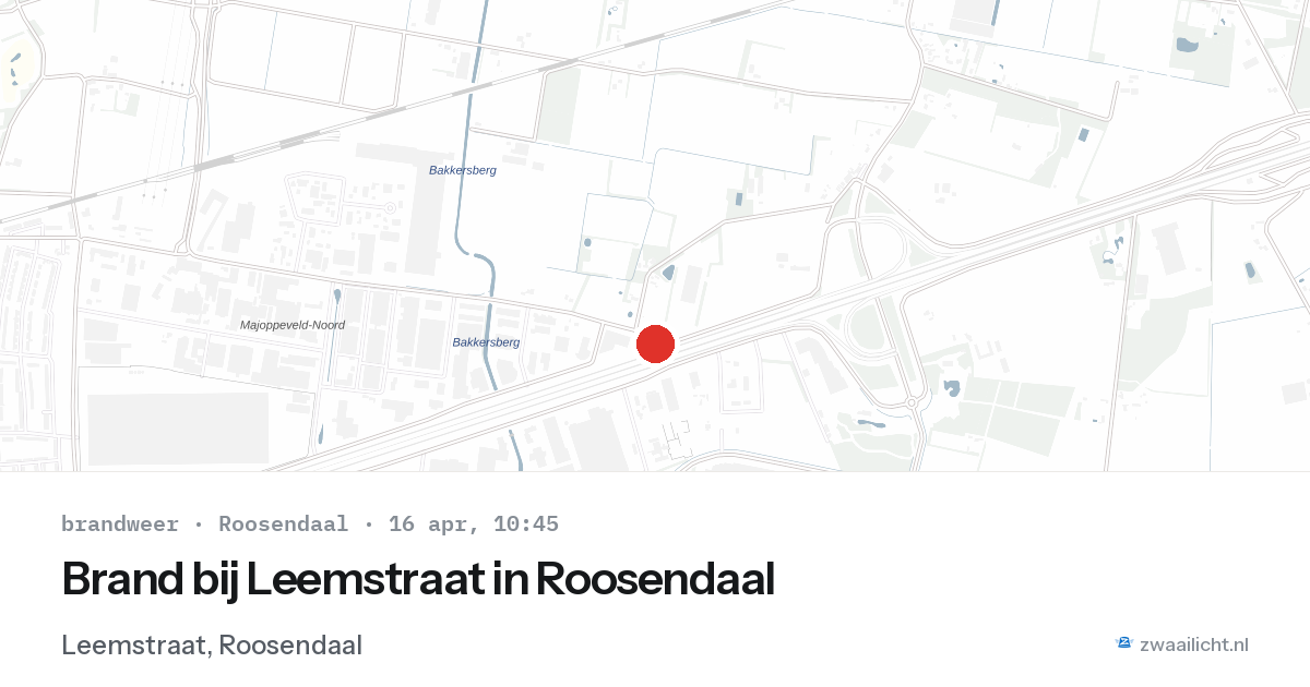 Brand bij Leemstraat in Roosendaal — 16 apr 2026