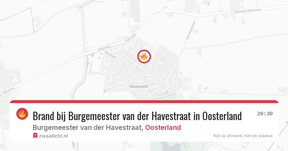 Brand bij Burgemeester van der Havestraat in Oosterland — 30 jun 2026