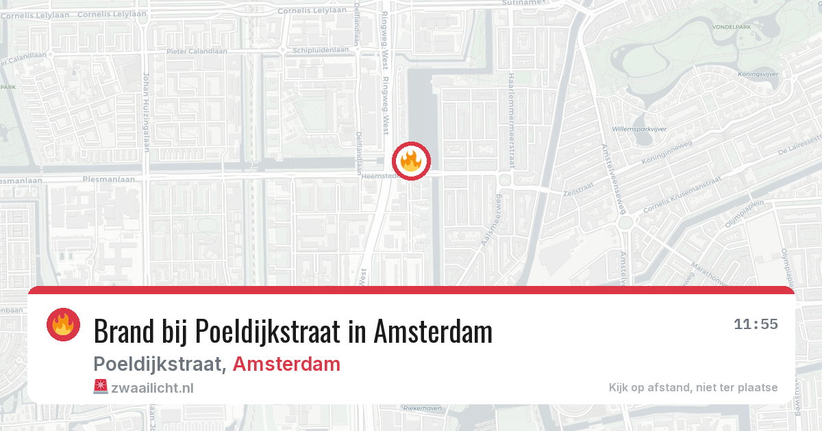 Brand bij Poeldijkstraat in Amsterdam — 6 aug 2026