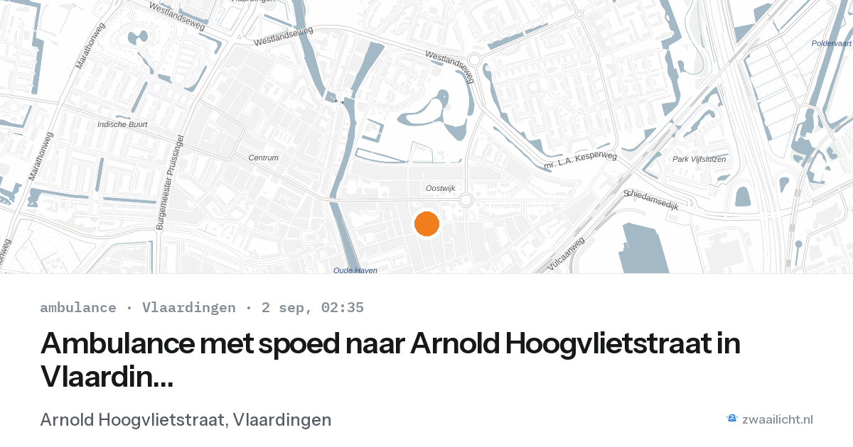 Ambulance met spoed naar Arnold Hoogvlietstraat in Vlaardingen — 2 sep 2026