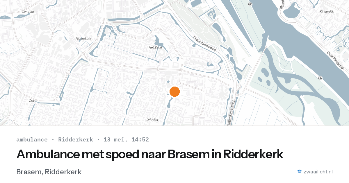 Ambulance met spoed naar Brasem in Ridderkerk — 13 mei 2026