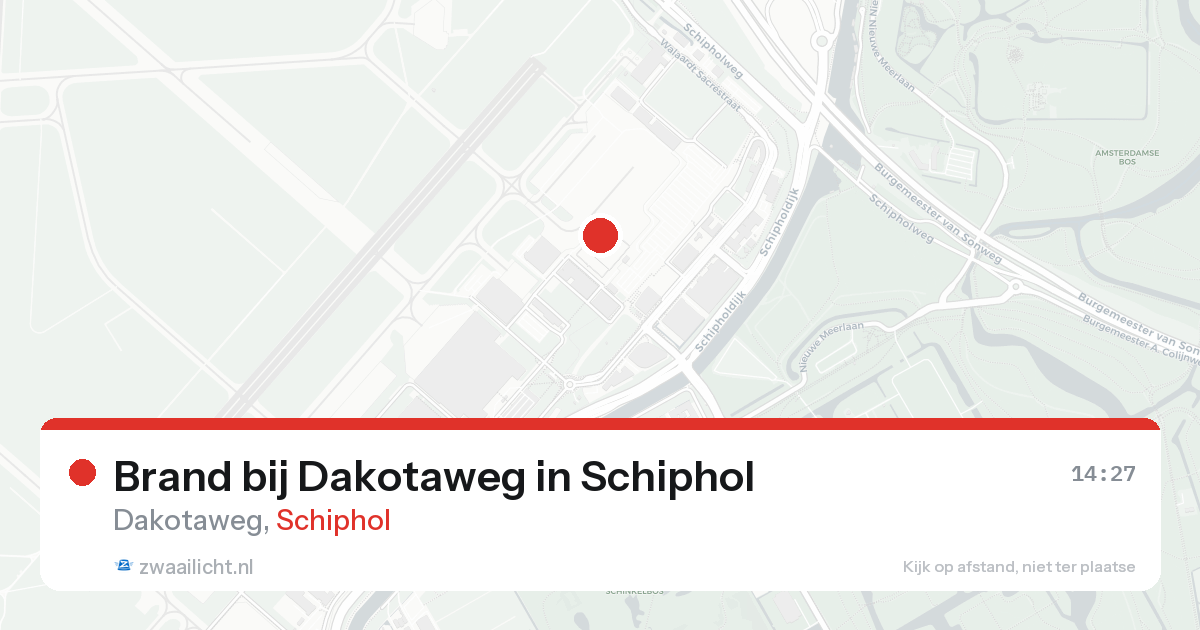 Brand bij Dakotaweg in Schiphol — 21 aug 2026