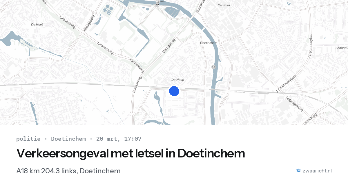 Verkeersongeval met letsel in Doetinchem — 20 mrt 2026