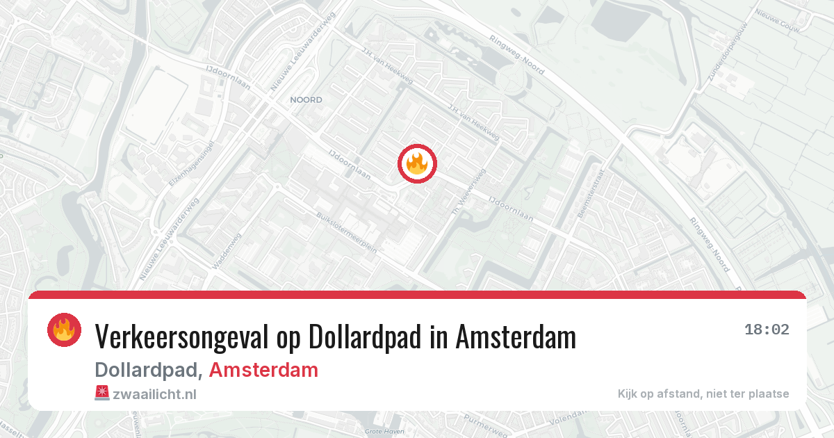 Verkeersongeval op Dollardpad in Amsterdam — 13 aug 2026