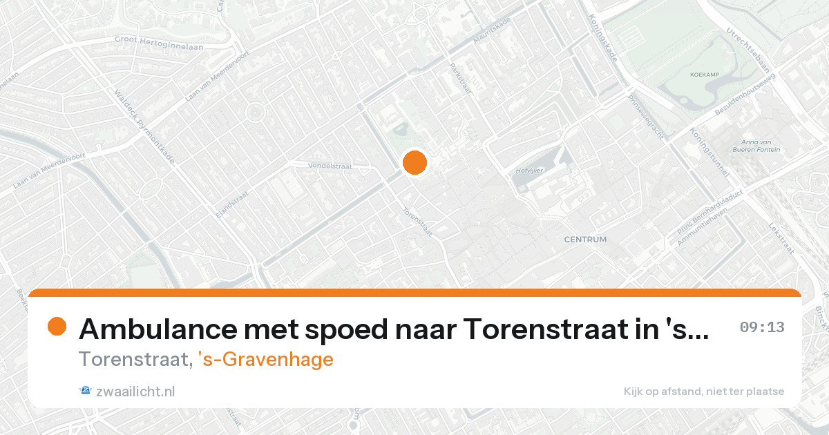 Ambulance met spoed naar Torenstraat in 's-Gravenhage — 16 aug 2026