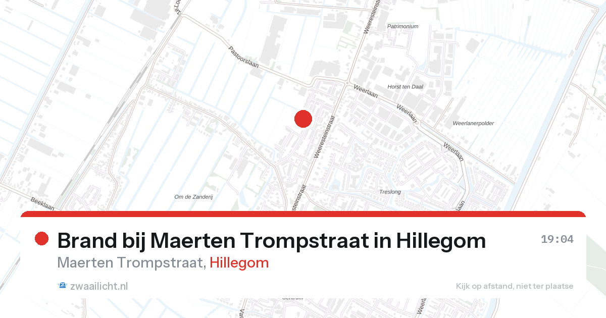 Brand bij Maerten Trompstraat in Hillegom — 22 aug 2026