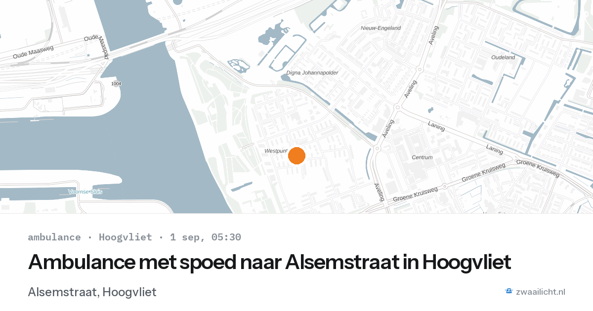 Ambulance met spoed naar Alsemstraat in Hoogvliet — 1 sep 2026