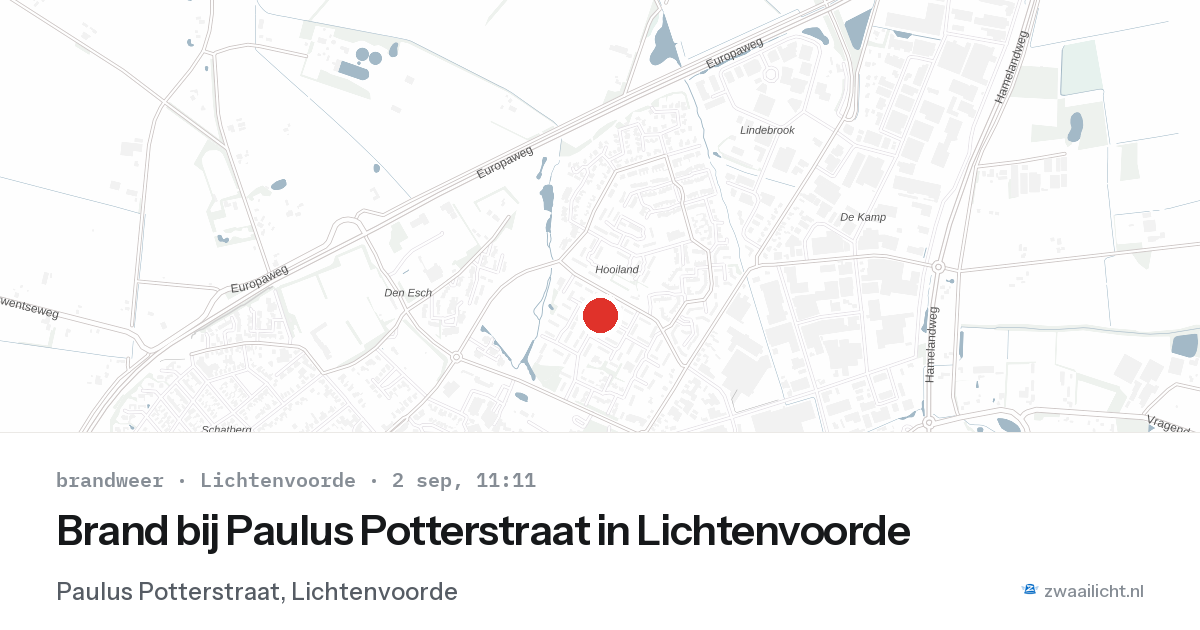 Brand bij Paulus Potterstraat in Lichtenvoorde — 2 sep 2026