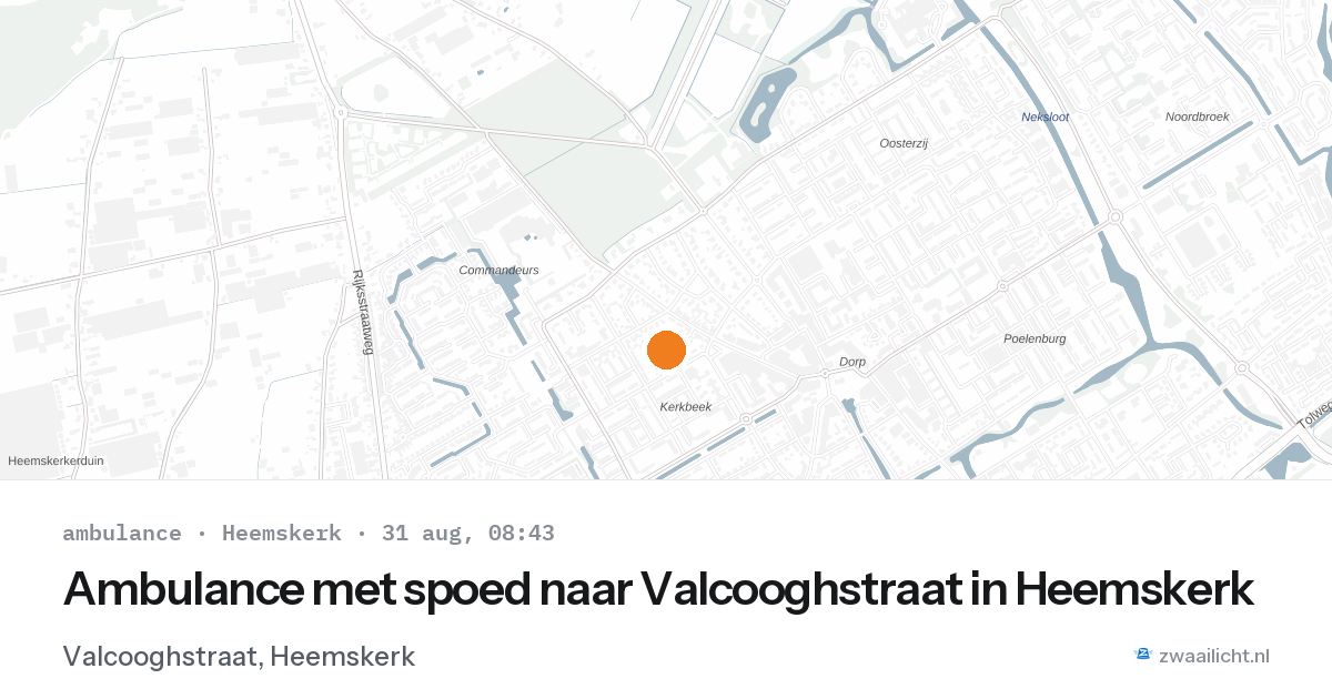 Ambulance met spoed naar Valcooghstraat in Heemskerk — 31 aug 2026