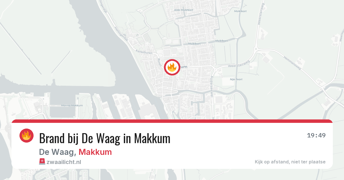 Brand bij De Waag in Makkum — 21 feb 2026