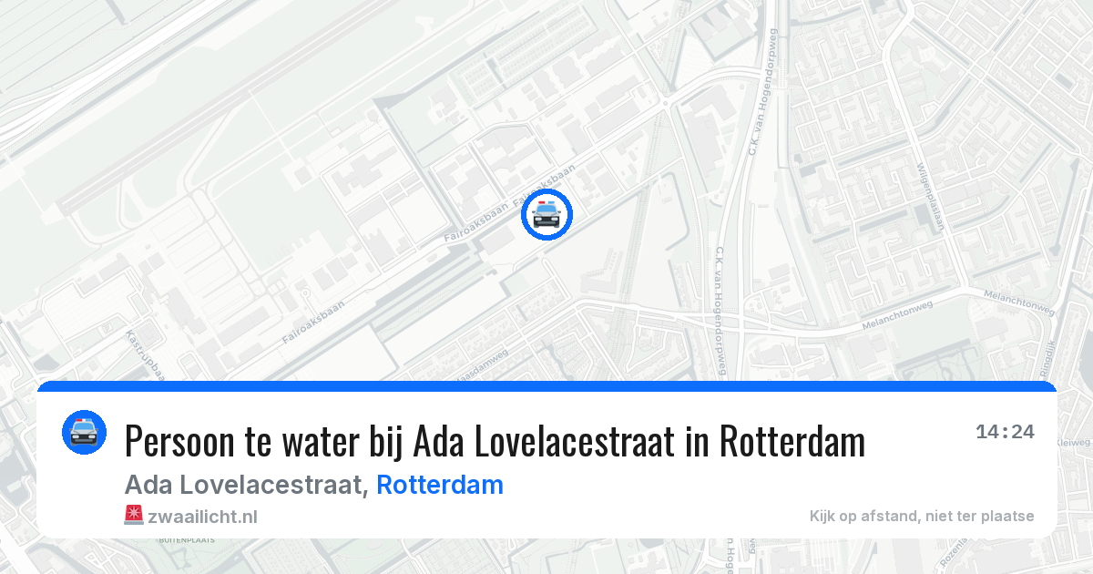Persoon te water bij Ada Lovelacestraat in Rotterdam — 10 jul 2026
