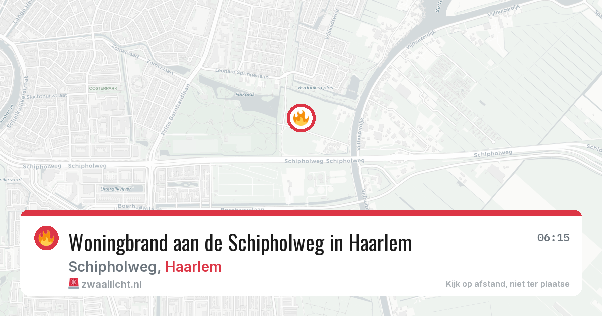 Woningbrand aan de Schipholweg in Haarlem — 9 aug 2026