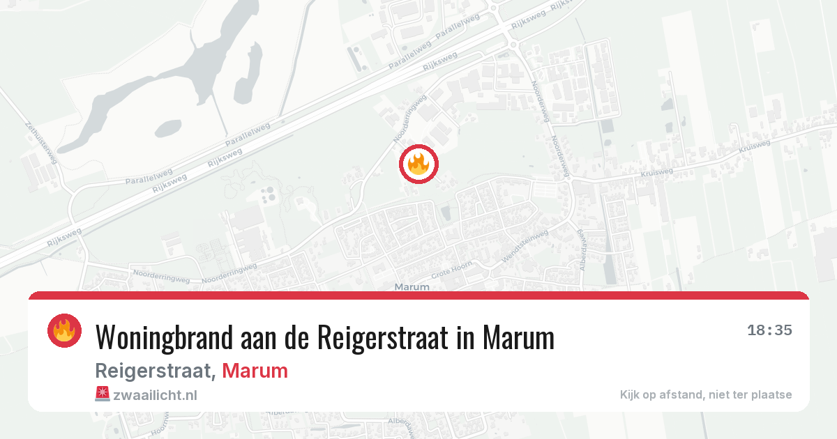 Woningbrand aan de Reigerstraat in Marum — 1 aug 2026