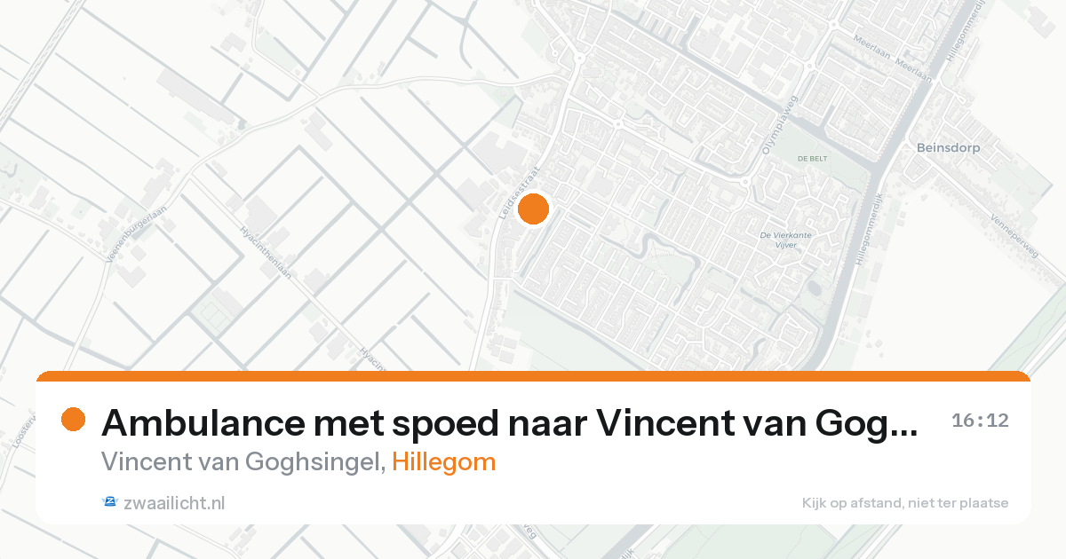 Ambulance met spoed naar Vincent van Goghsingel in Hillegom — 16 jun 2026