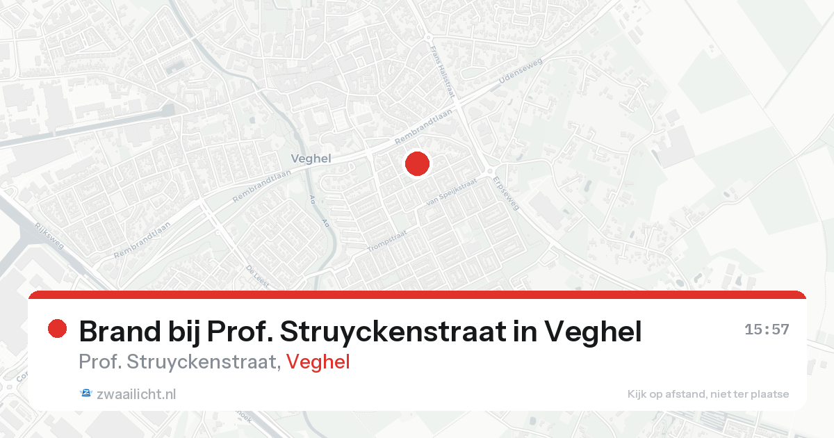 Brand bij Prof. Struyckenstraat in Veghel — 16 aug 2026